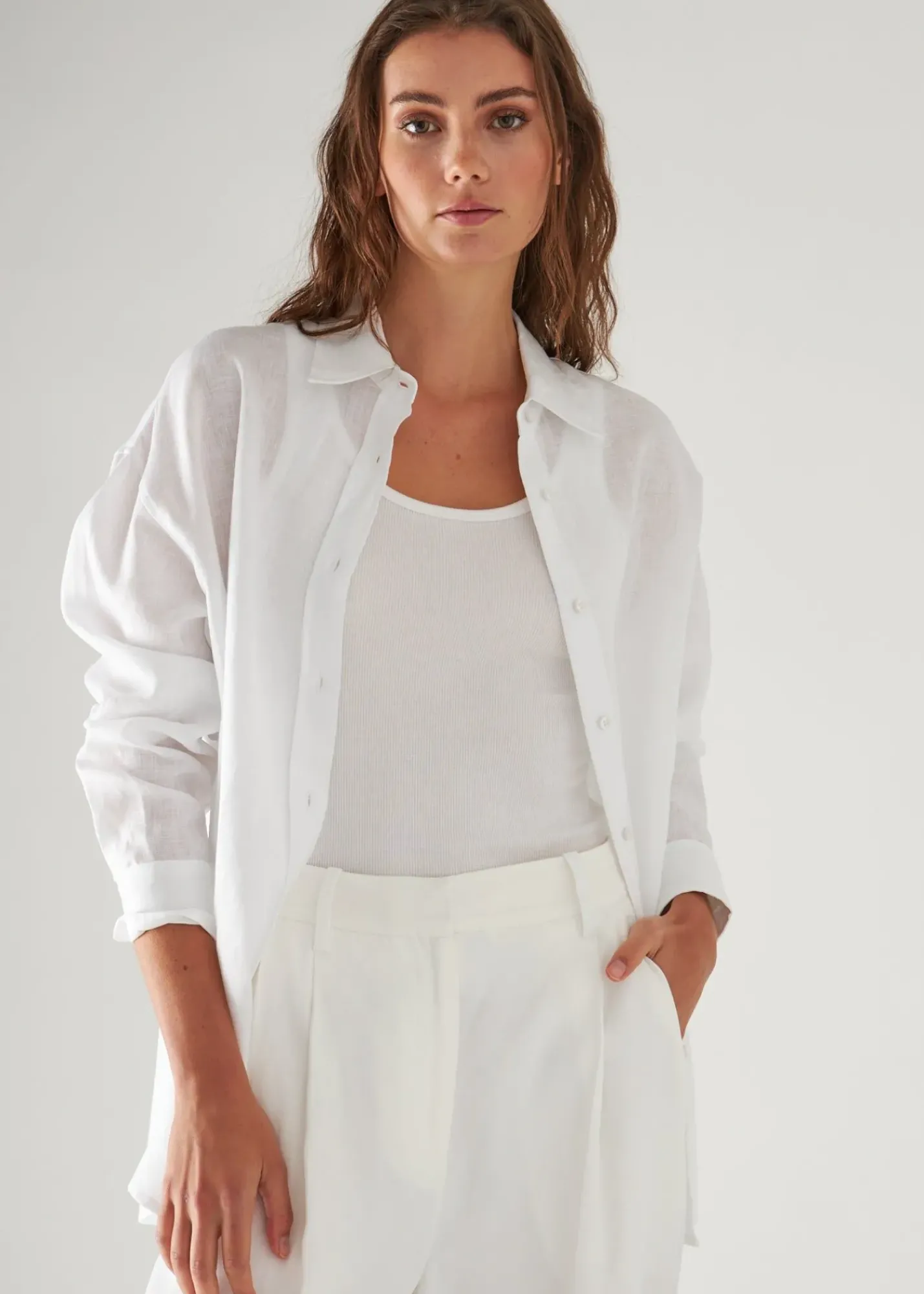 PATRICK ASSARAF Linen Boyfriend Shirt|Women Shirts