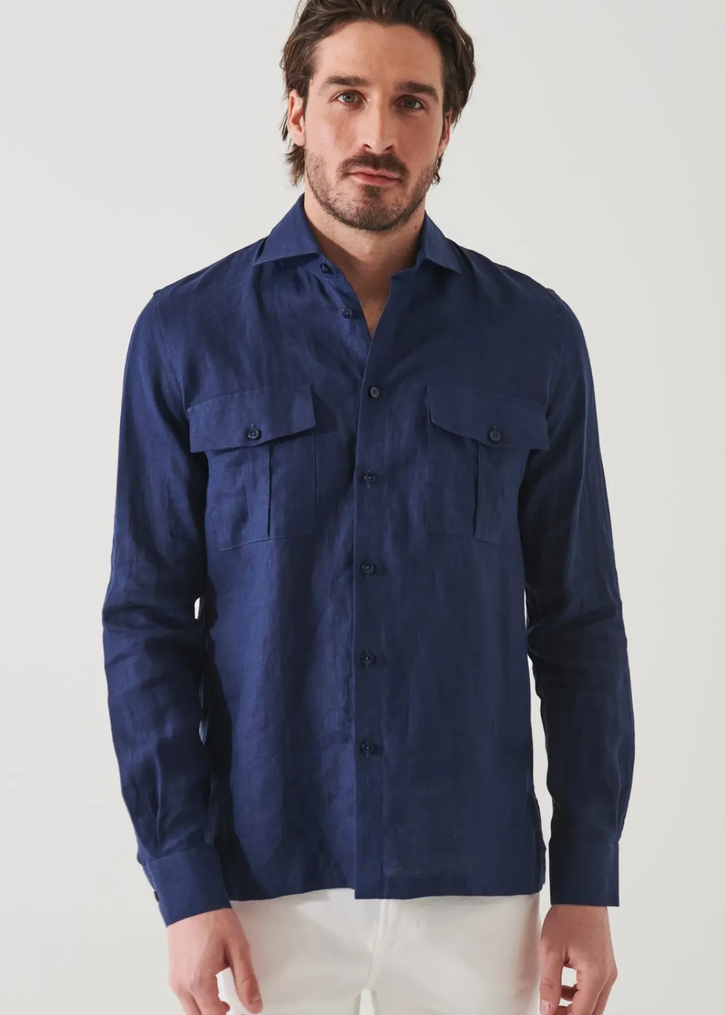 PATRICK ASSARAF Linen Chambray Over Shirt|Men Shirts