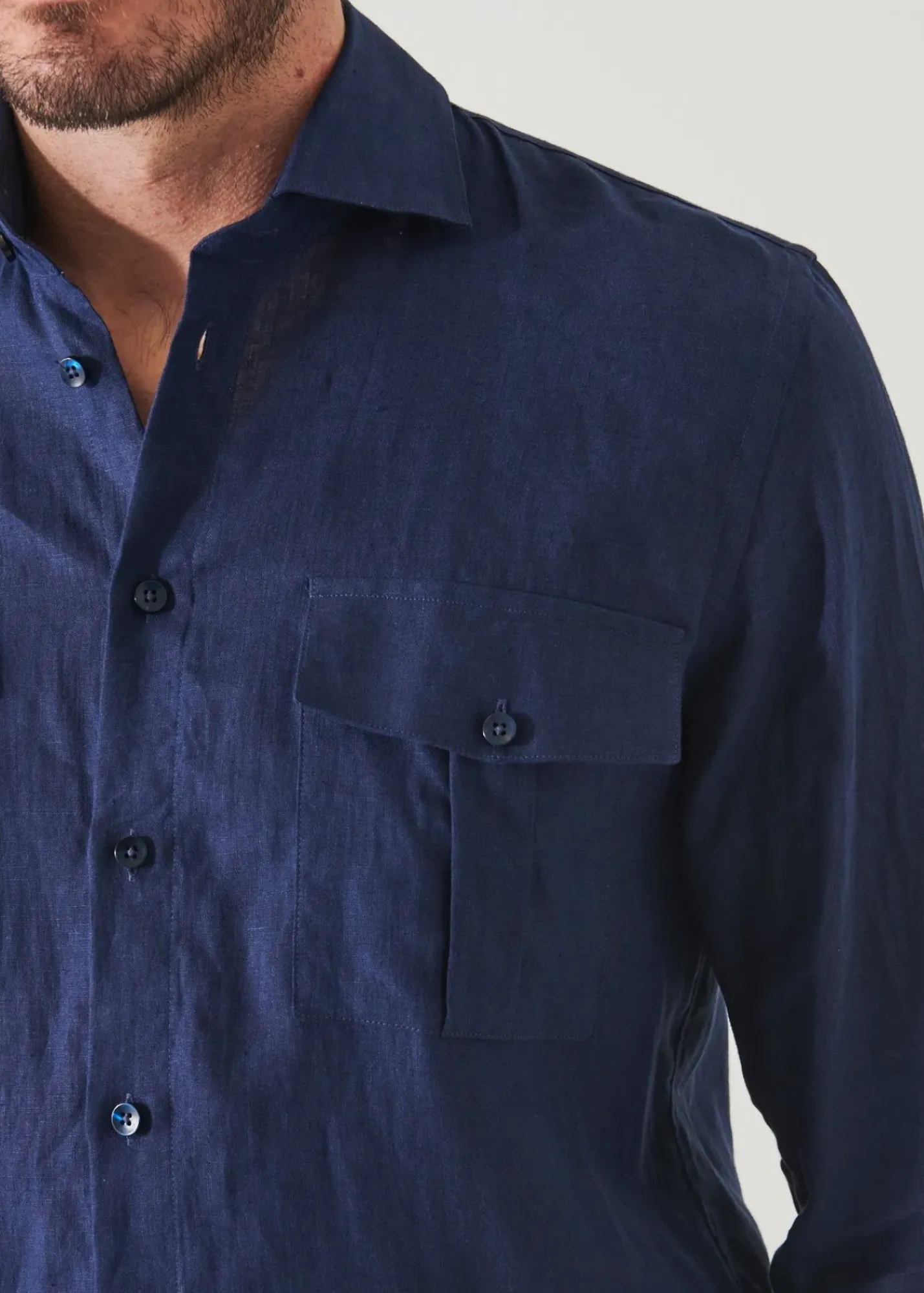 PATRICK ASSARAF Linen Chambray Over Shirt|Men Shirts