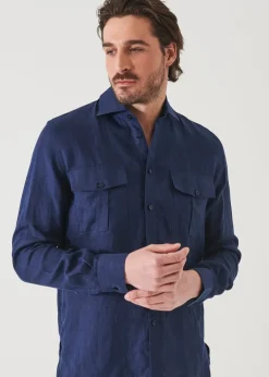 PATRICK ASSARAF Linen Chambray Over Shirt|Men Shirts