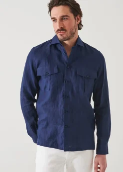 PATRICK ASSARAF Linen Chambray Over Shirt|Men Shirts