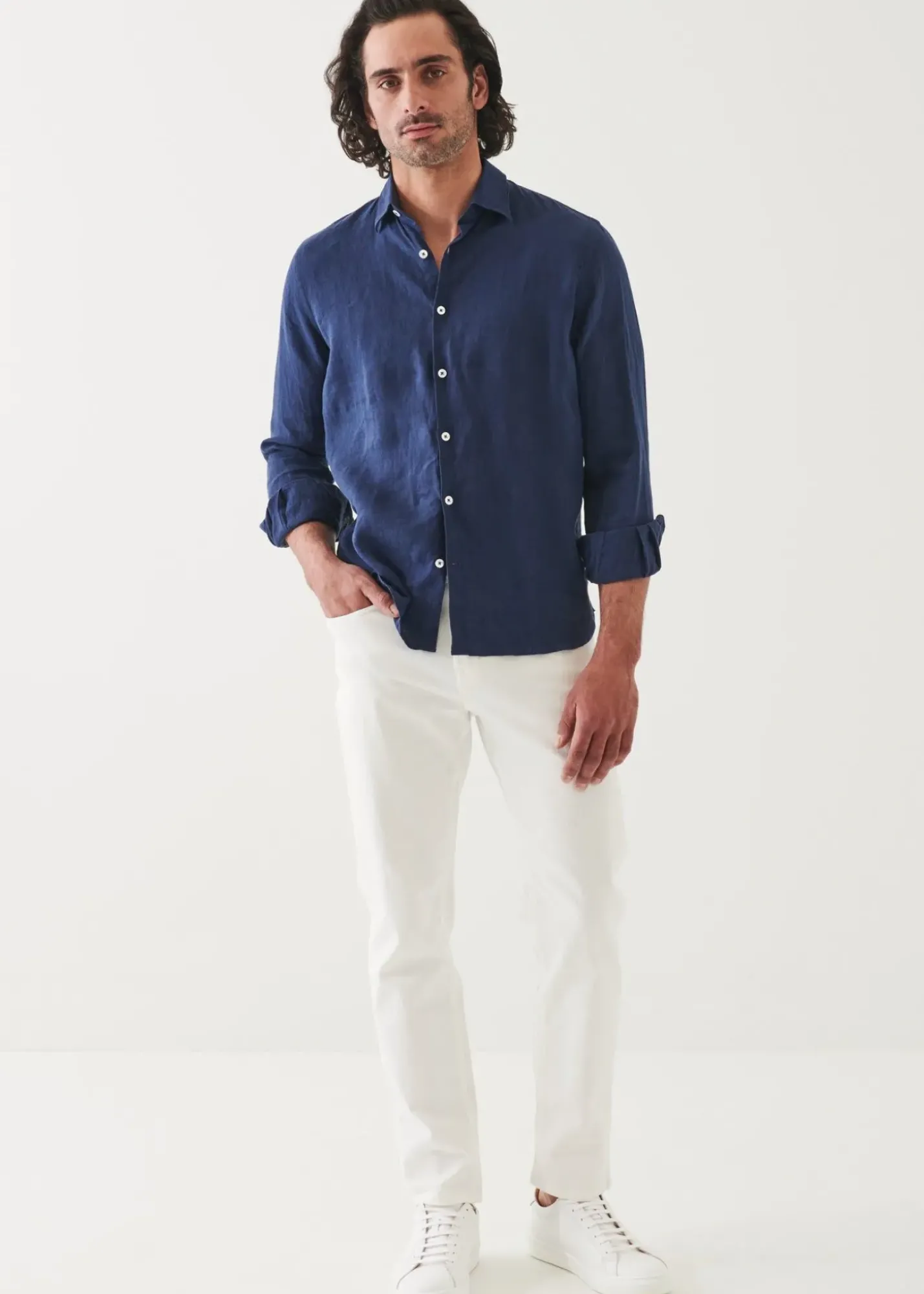 PATRICK ASSARAF Linen Chambray Shirt|Men Shirts