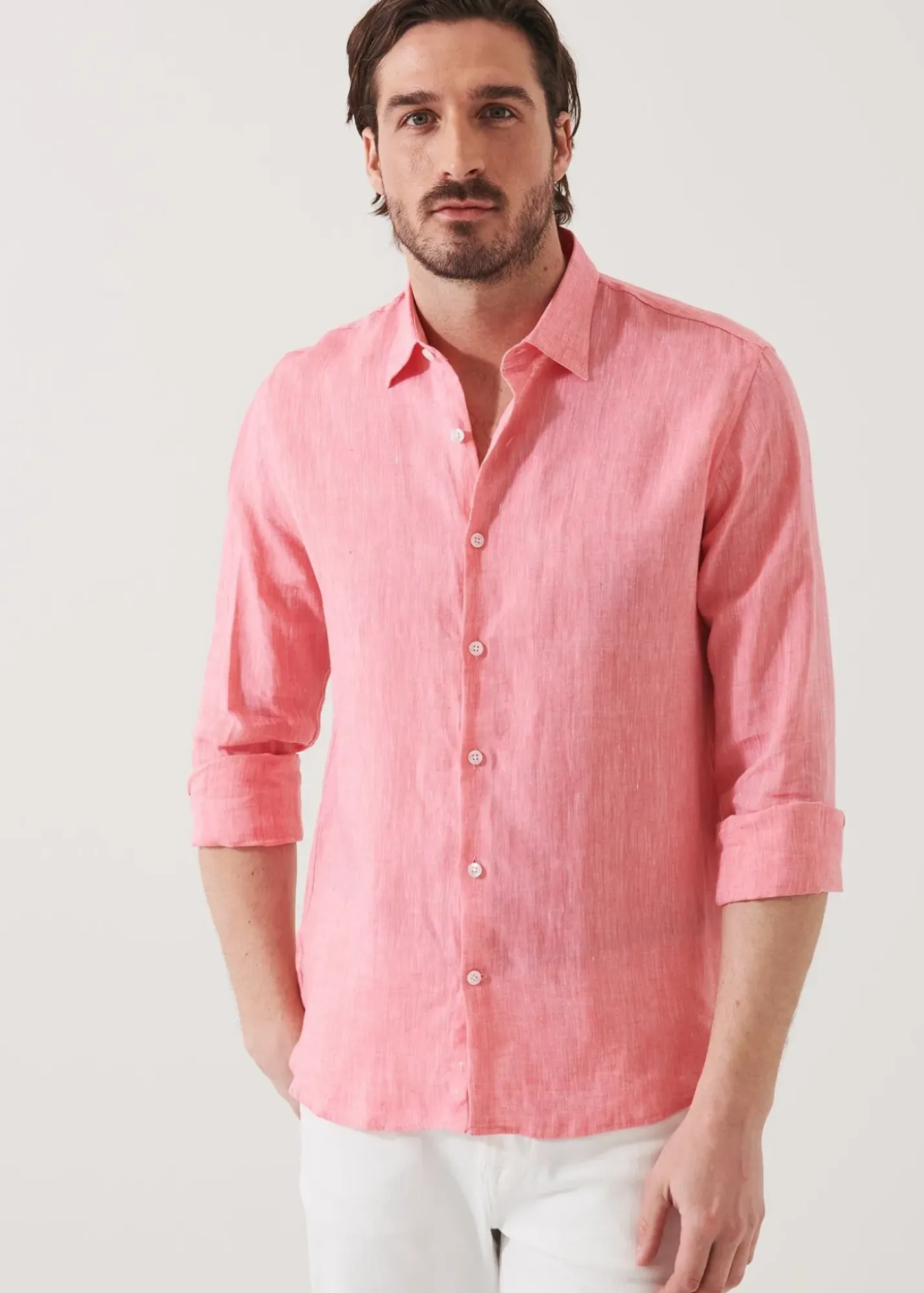 PATRICK ASSARAF Linen Chambray Shirt|Men Shirts