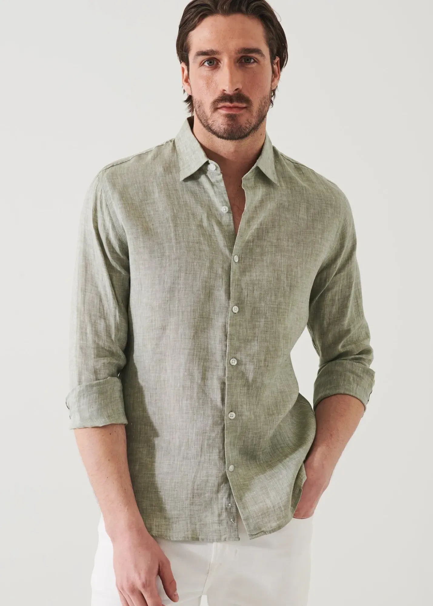 PATRICK ASSARAF Linen Chambray Shirt|Men Shirts