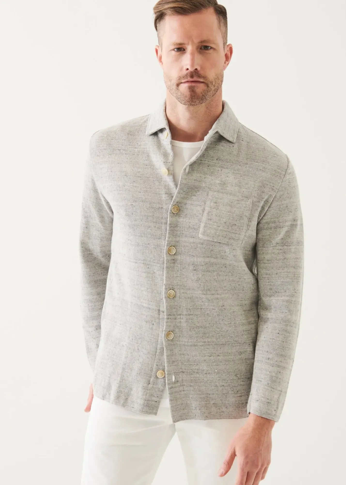 PATRICK ASSARAF Linen Cotton Blend Shirt Jacket|Men Blazers
