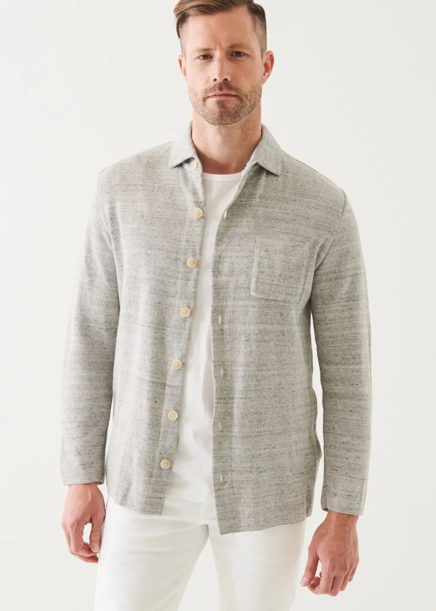 PATRICK ASSARAF Linen Cotton Blend Shirt Jacket|Men Shirt Jackets
