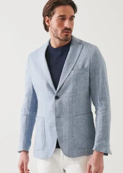PATRICK ASSARAF Linen Herringbone Blazer|Men Blazers