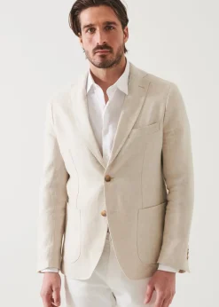 PATRICK ASSARAF Linen Herringbone Blazer|Men Blazers