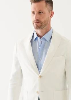 PATRICK ASSARAF Linen Twill Two-Button Blazer|Men Blazers