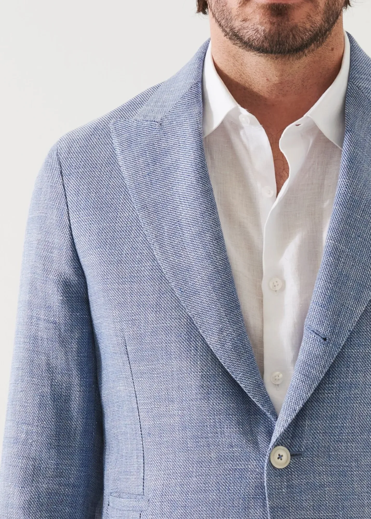 PATRICK ASSARAF Linen Wool Blend Peak Lapel Blazer|Men Blazers