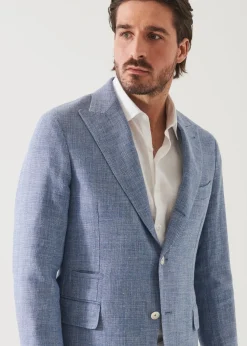 PATRICK ASSARAF Linen Wool Blend Peak Lapel Blazer|Men Blazers