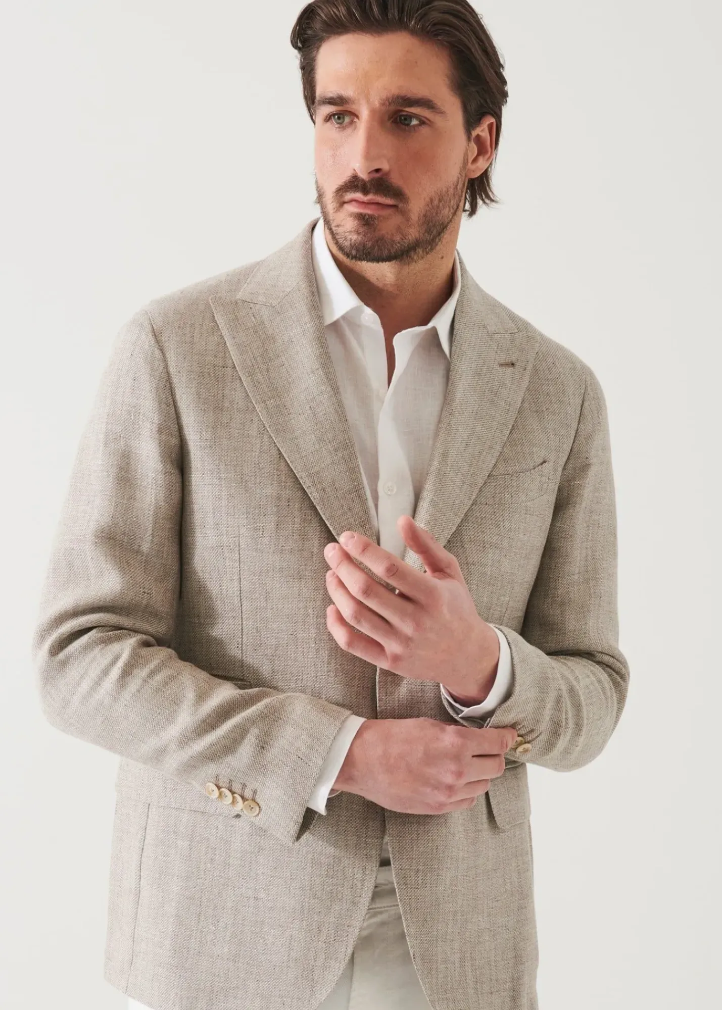 PATRICK ASSARAF Linen Wool Blend Peak Lapel Blazer|Men Blazers