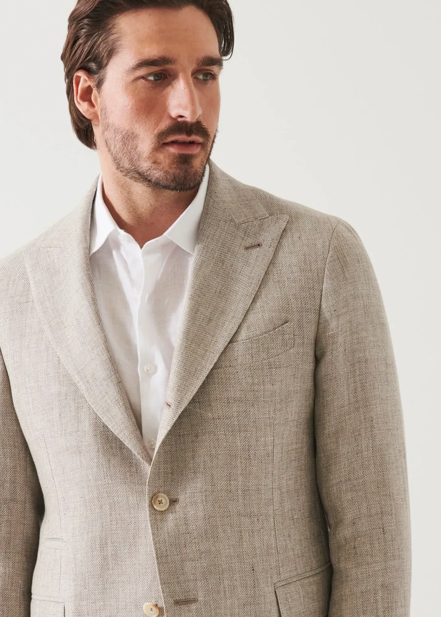 PATRICK ASSARAF Linen Wool Blend Peak Lapel Blazer|Men Blazers
