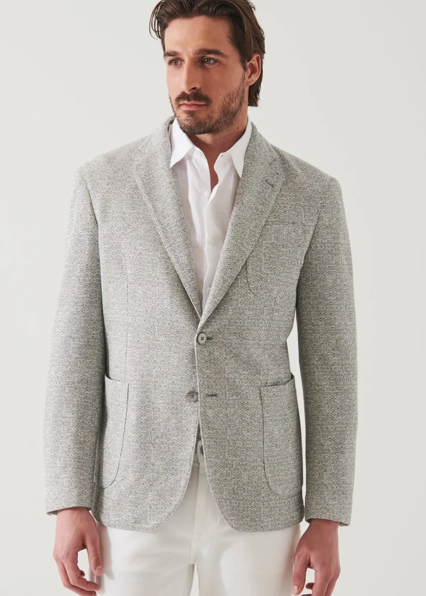 PATRICK ASSARAF Linen Wool Blend Textured Blazer|Men Blazers