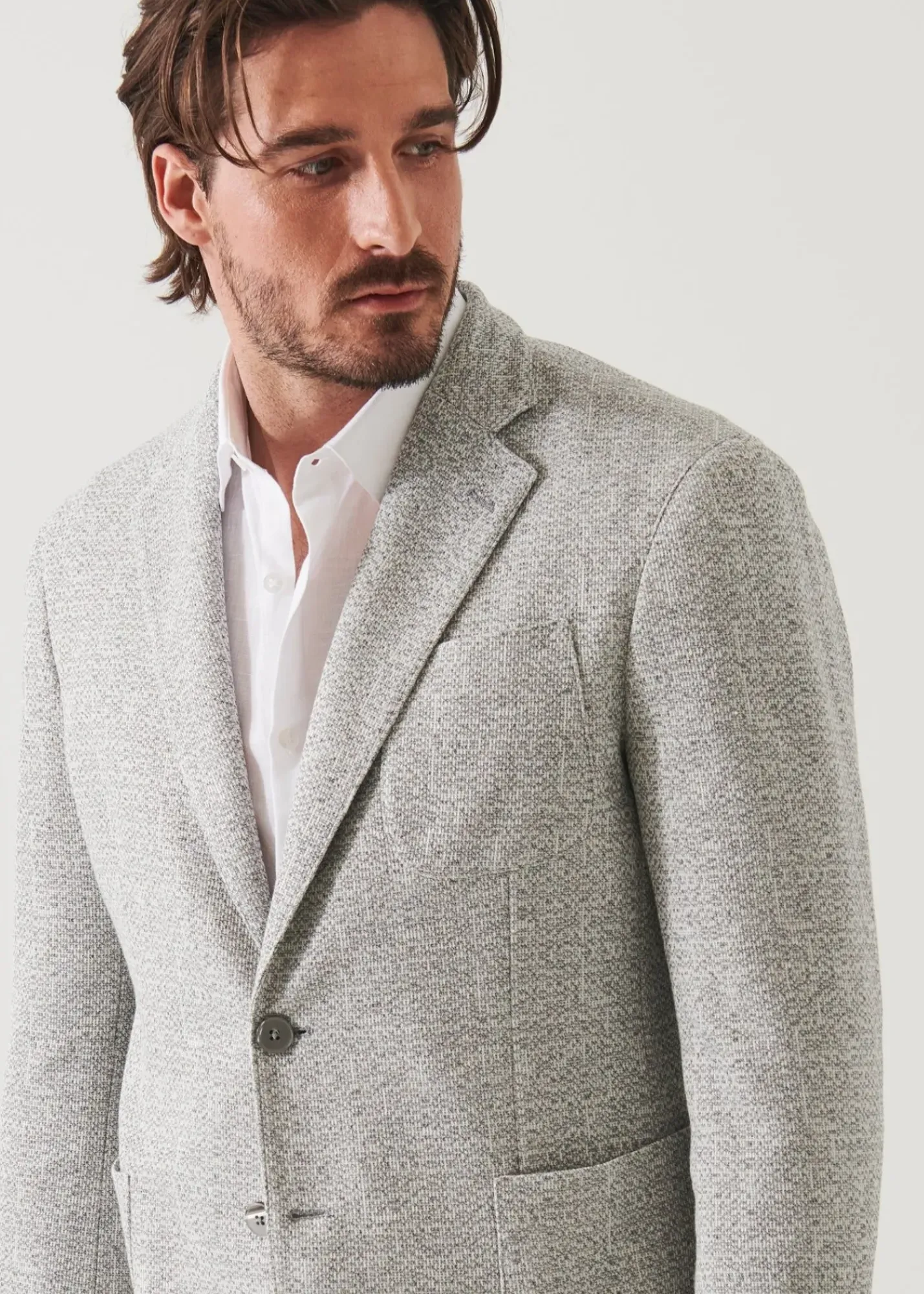 PATRICK ASSARAF Linen Wool Blend Textured Blazer|Men Blazers