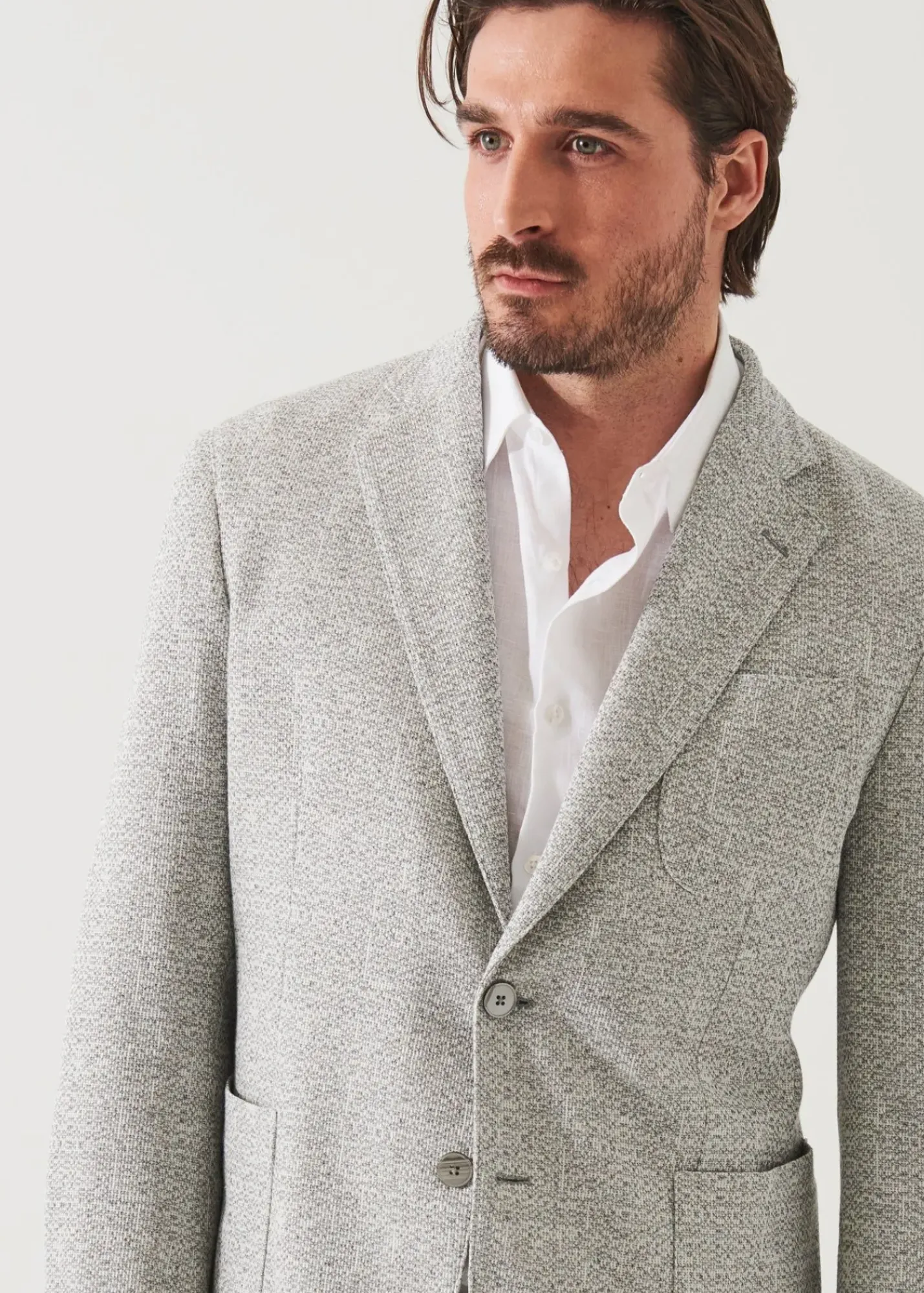 PATRICK ASSARAF Linen Wool Blend Textured Blazer|Men Blazers