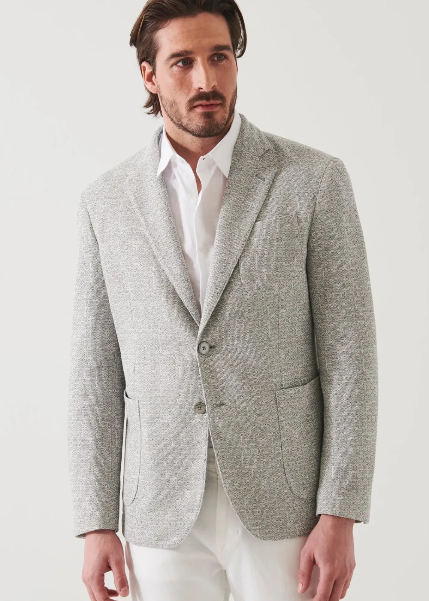 PATRICK ASSARAF Linen Wool Blend Textured Blazer|Men Blazers