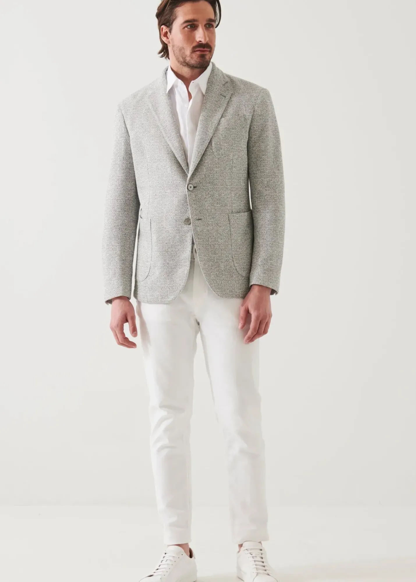 PATRICK ASSARAF Linen Wool Blend Textured Blazer|Men Blazers