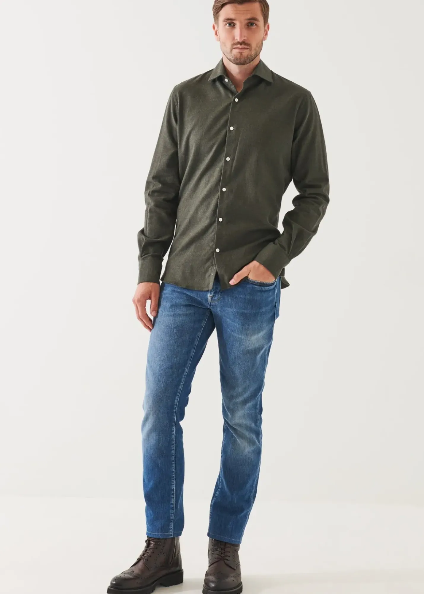 PATRICK ASSARAF Melange Flannel Shirt|Men Shirts