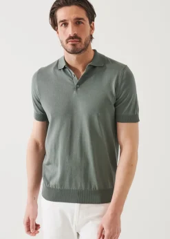 PATRICK ASSARAF Mercerized Cotton Button Polo|Men Knitwear