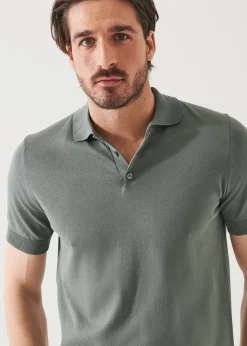 PATRICK ASSARAF Mercerized Cotton Button Polo|Men Knitwear
