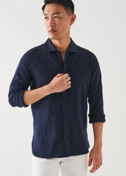 PATRICK ASSARAF Mercerized Pima Cotton Long Sleeve Button Front Shirt|Men Shirts