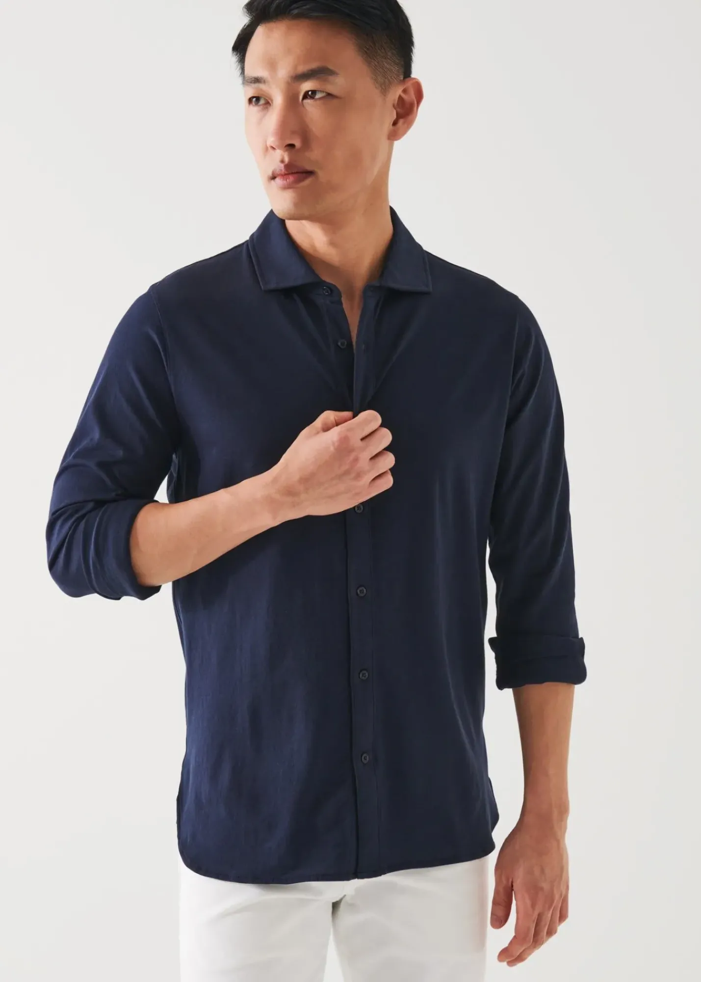 PATRICK ASSARAF Mercerized Pima Cotton Long Sleeve Button Front Shirt|Men Shirts