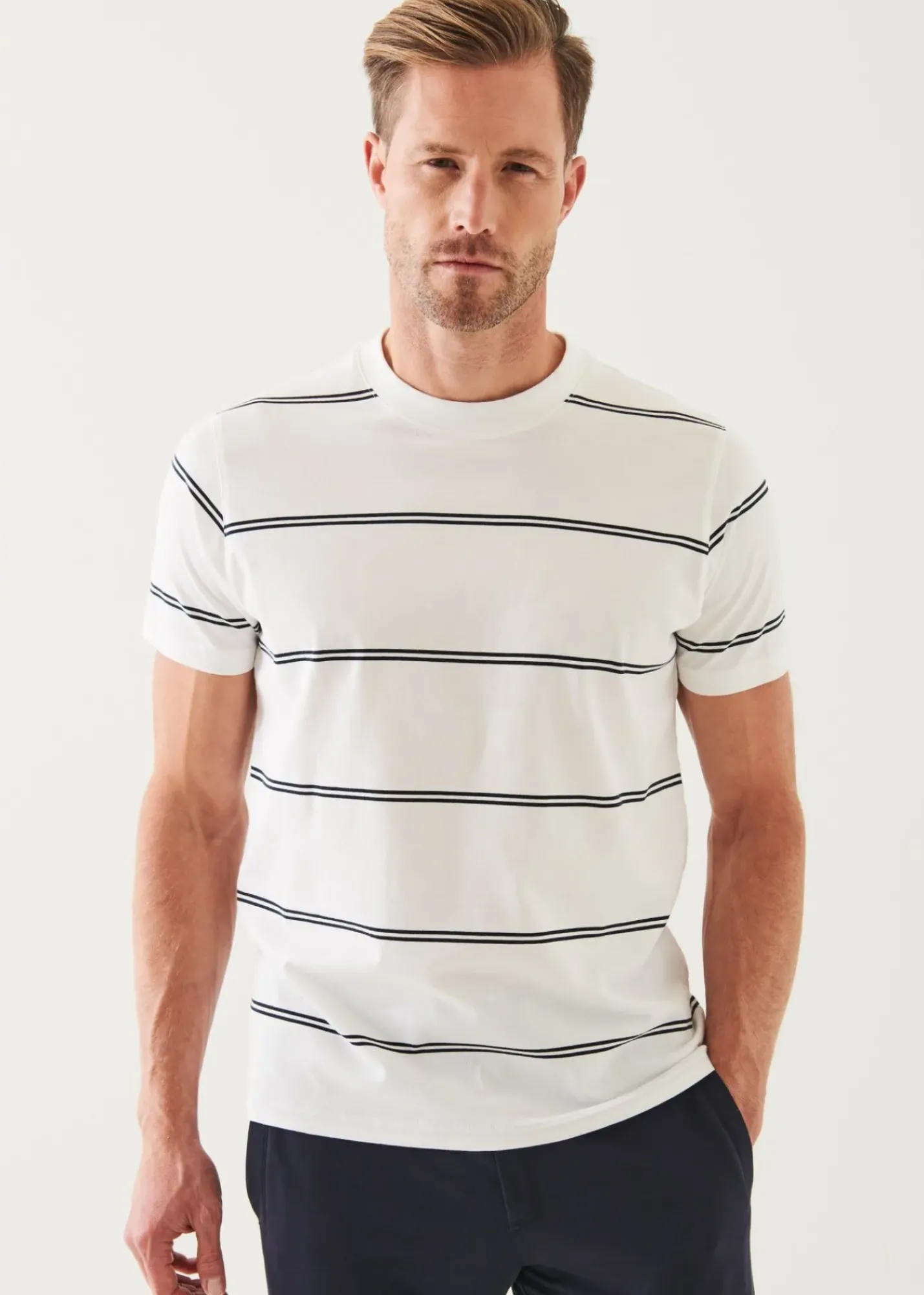 PATRICK ASSARAF Mercerized Pima Cotton Striped T-Shirt|Men T-Shirts