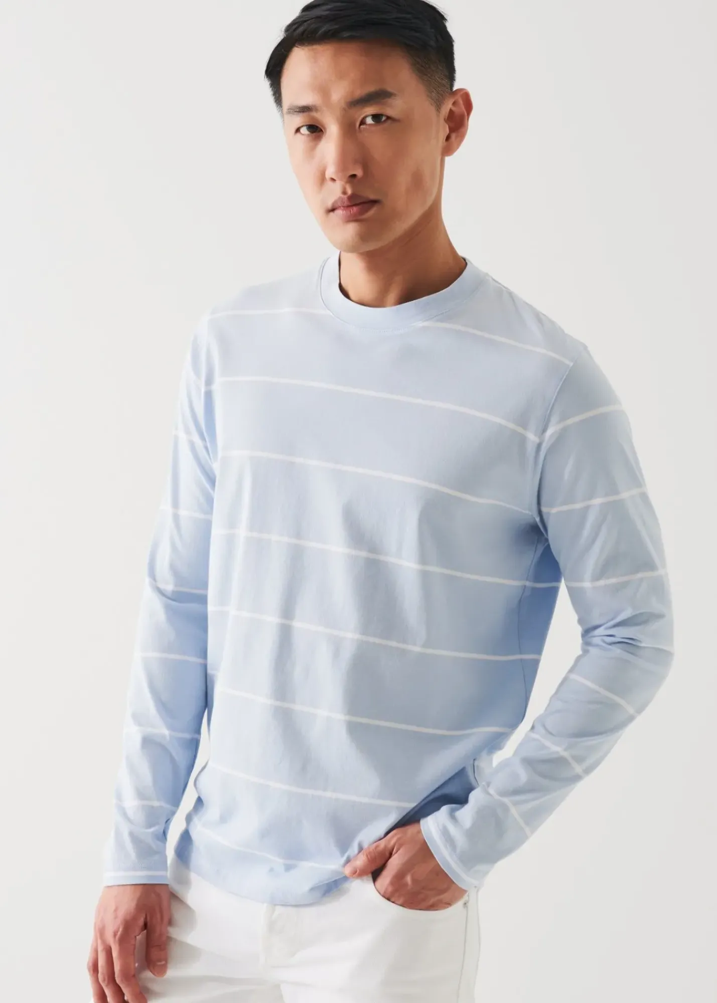 PATRICK ASSARAF Mercerized Pima Cotton Stretch Long Sleeve T-Shirt|Men T-Shirts
