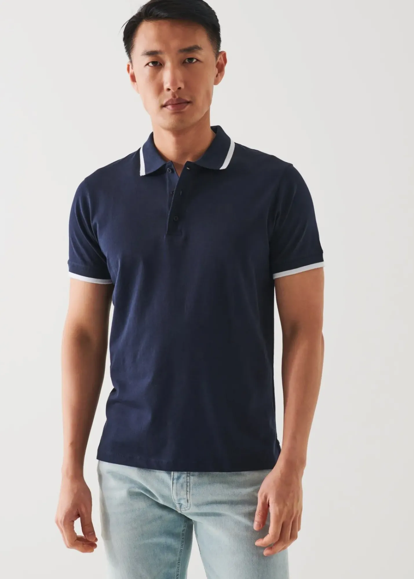 PATRICK ASSARAF Mercerized Pima Cotton Tipped Polo|Men Polos