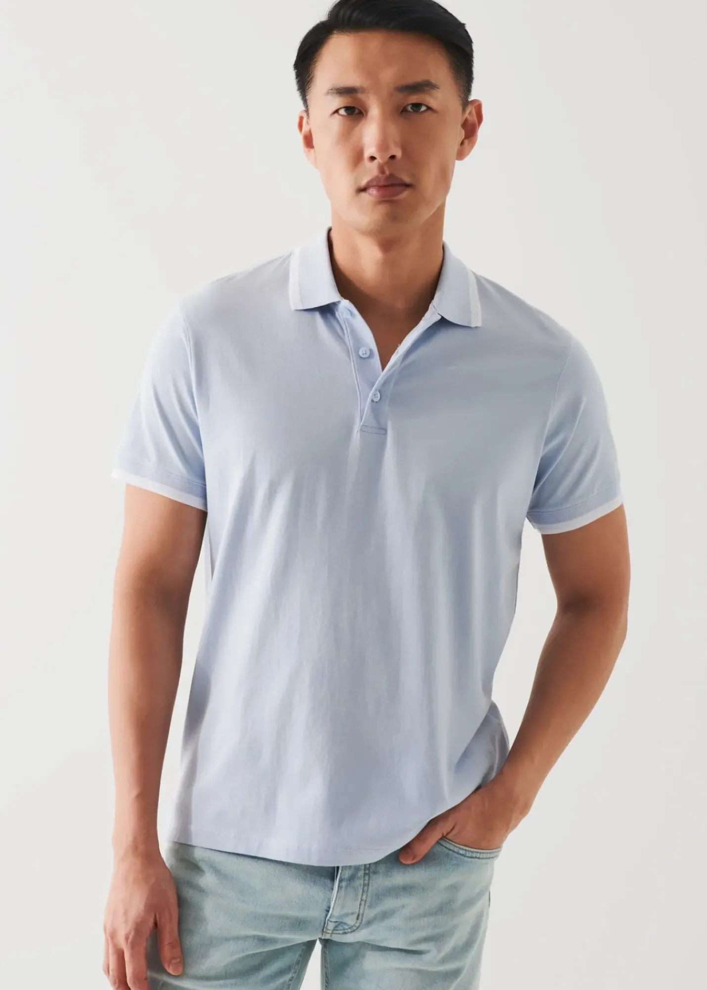 PATRICK ASSARAF Mercerized Pima Cotton Tipped Polo|Men Polos