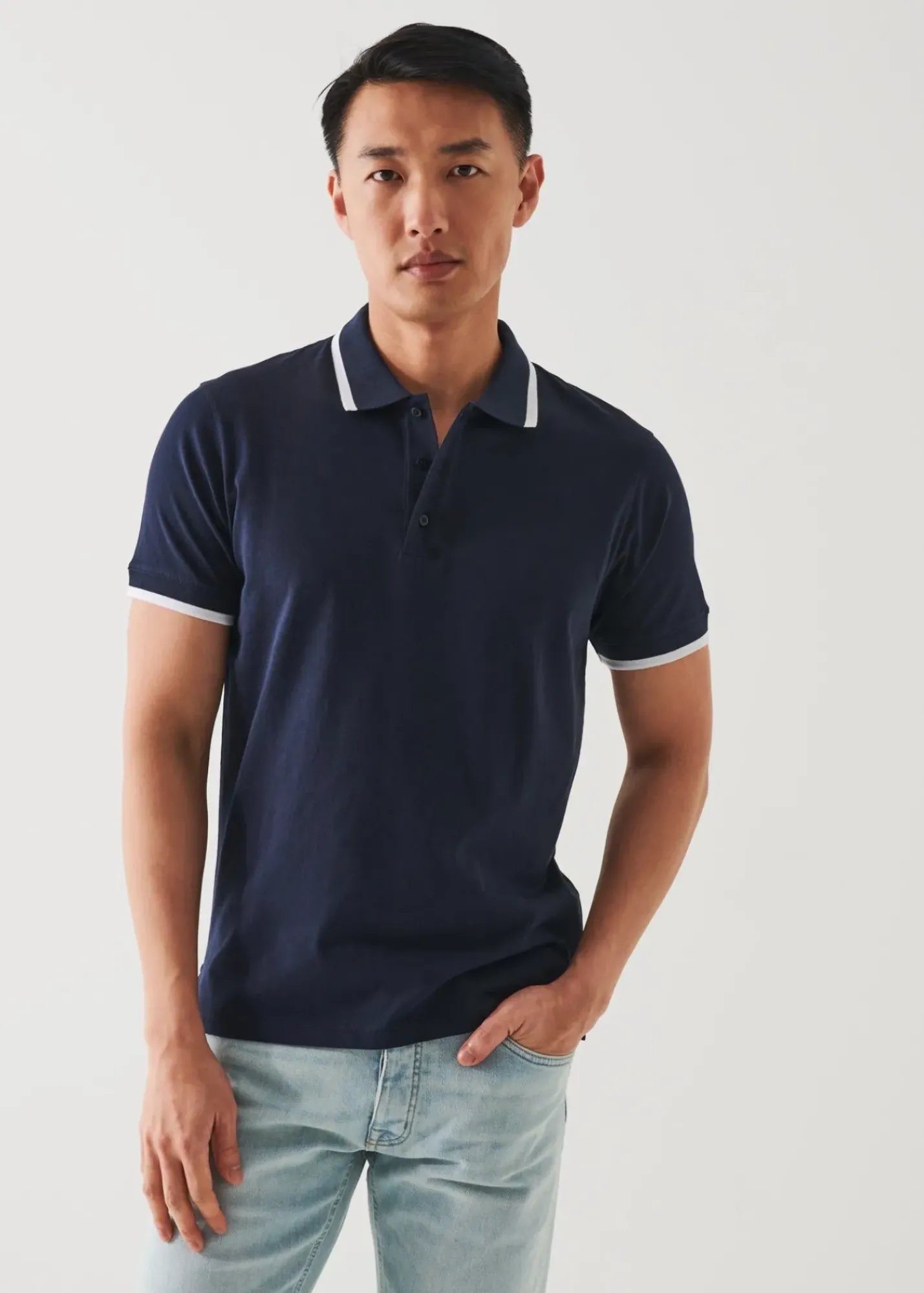 PATRICK ASSARAF Mercerized Pima Cotton Tipped Polo|Men Polos