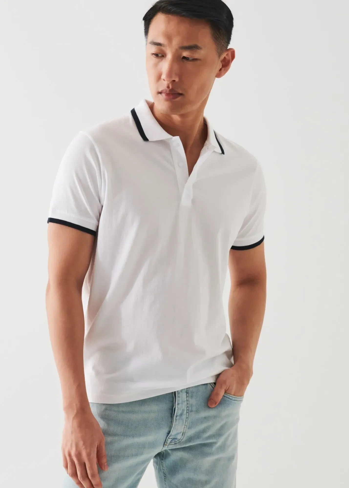 PATRICK ASSARAF Mercerized Pima Cotton Tipped Polo|Men Polos