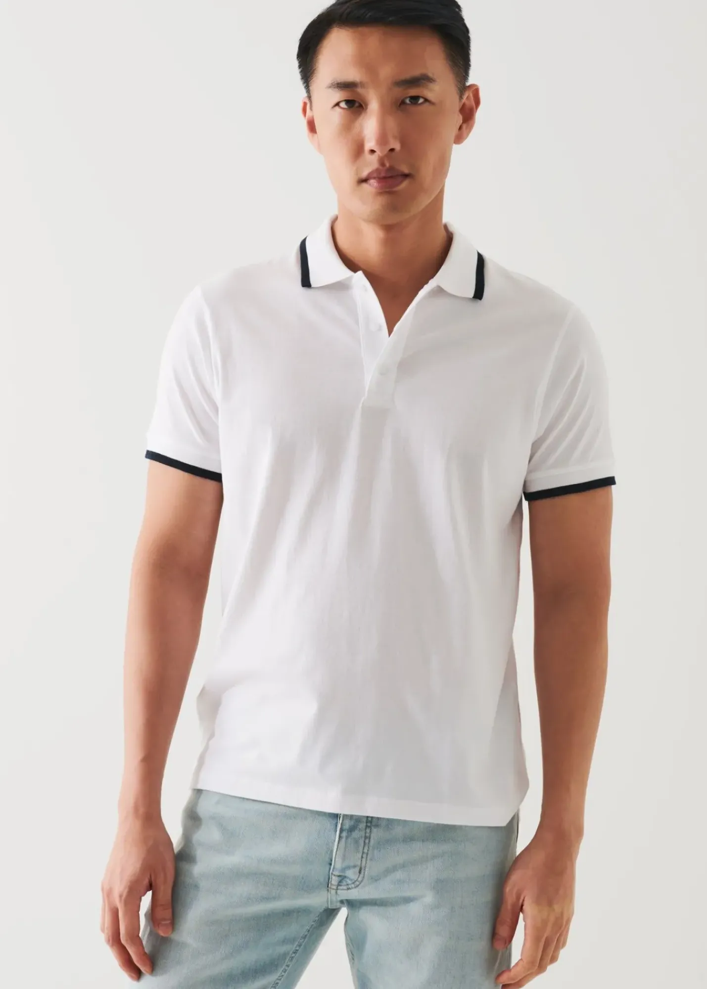 PATRICK ASSARAF Mercerized Pima Cotton Tipped Polo|Men Polos