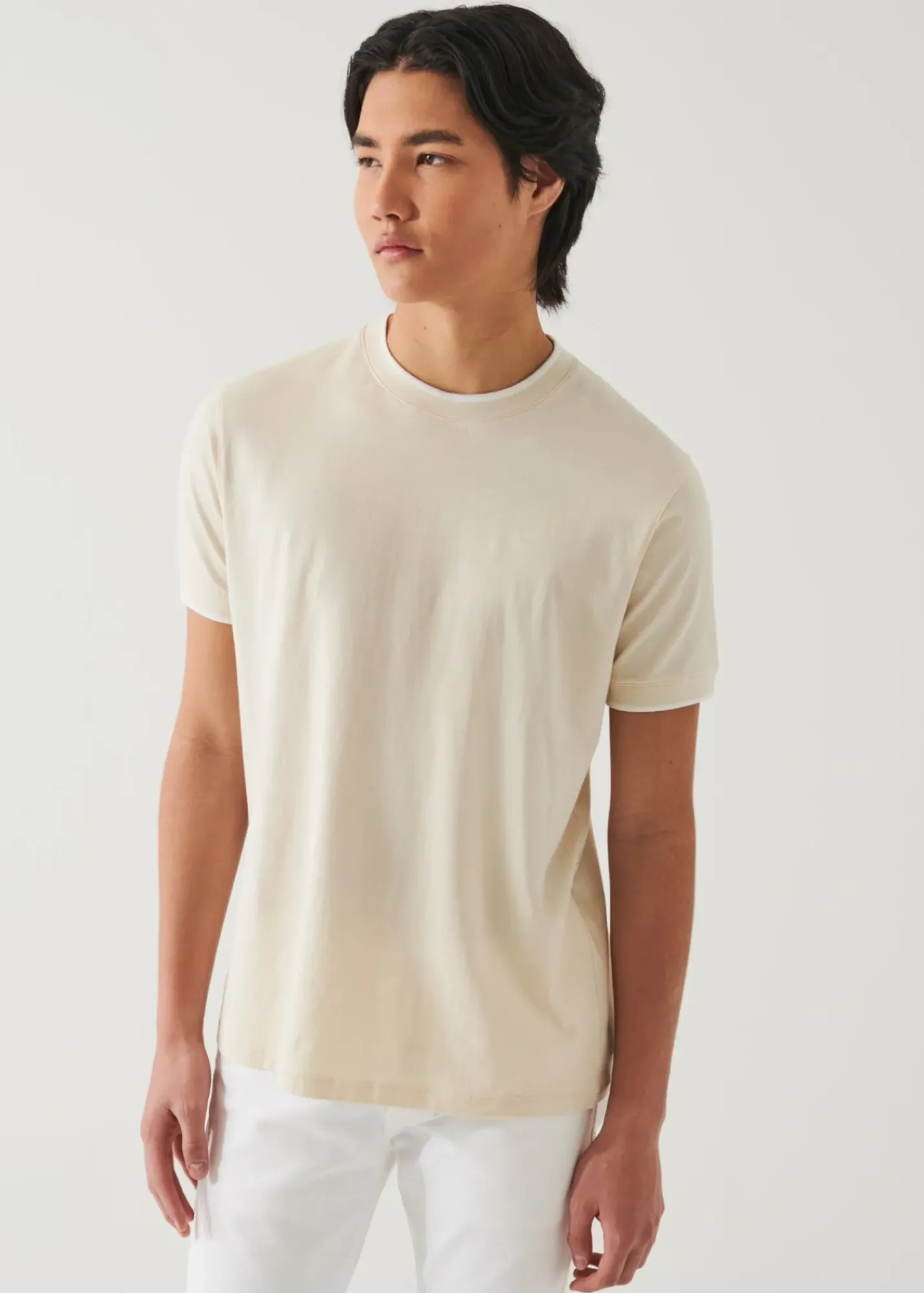 PATRICK ASSARAF Mercerized Pima Cotton Tipped T-Shirt|Men T-Shirts