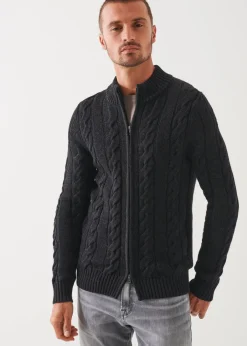 PATRICK ASSARAF Merino Cable Knit Zip Cardigan|Men Knitwear