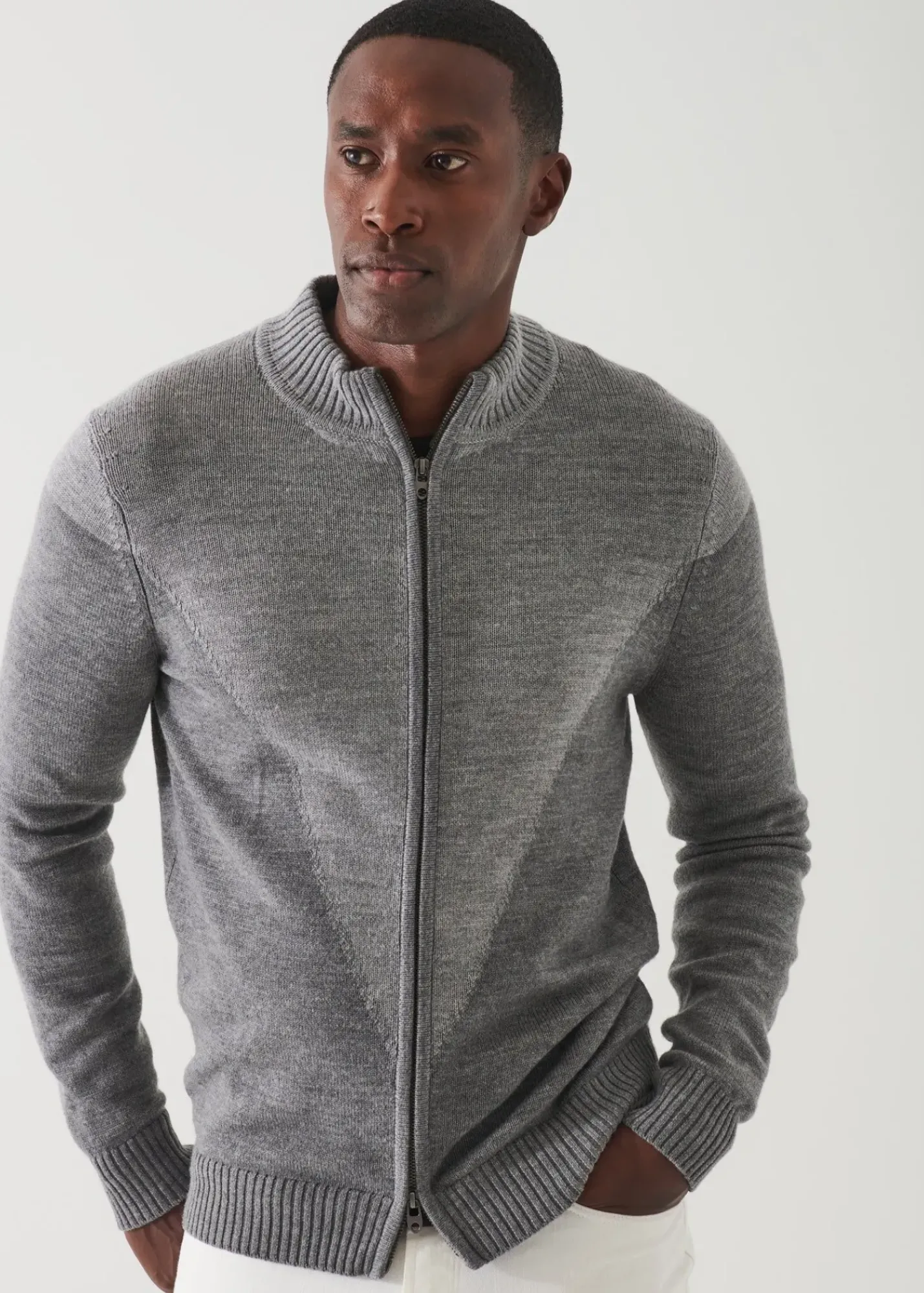 PATRICK ASSARAF Merino Colour Block Full-Zip|Men Knitwear