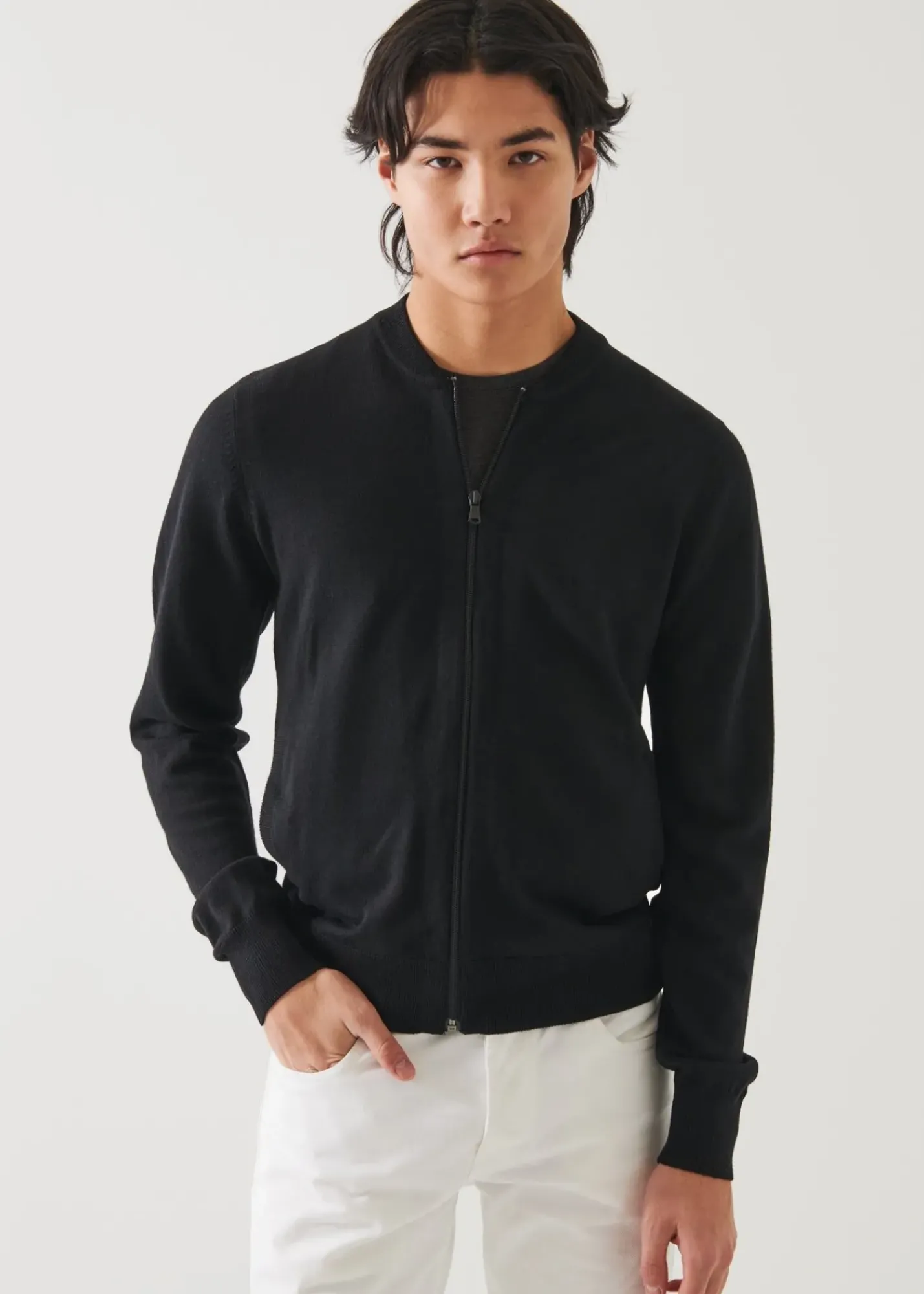 PATRICK ASSARAF Merino Full Zip Sweater|Men Knitwear