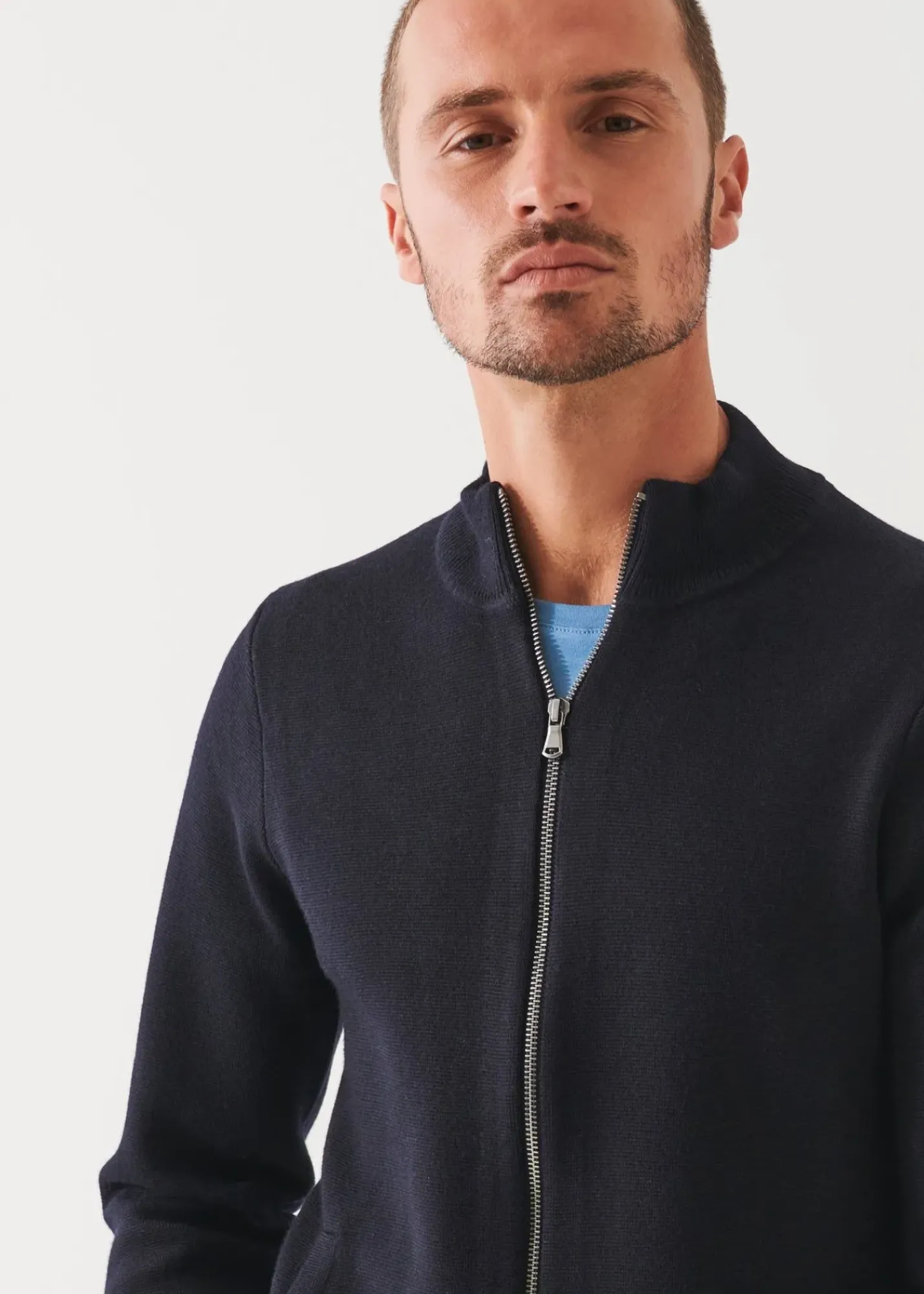 PATRICK ASSARAF Merino Half Milano Zip-Up Cardigan|Men Knitwear