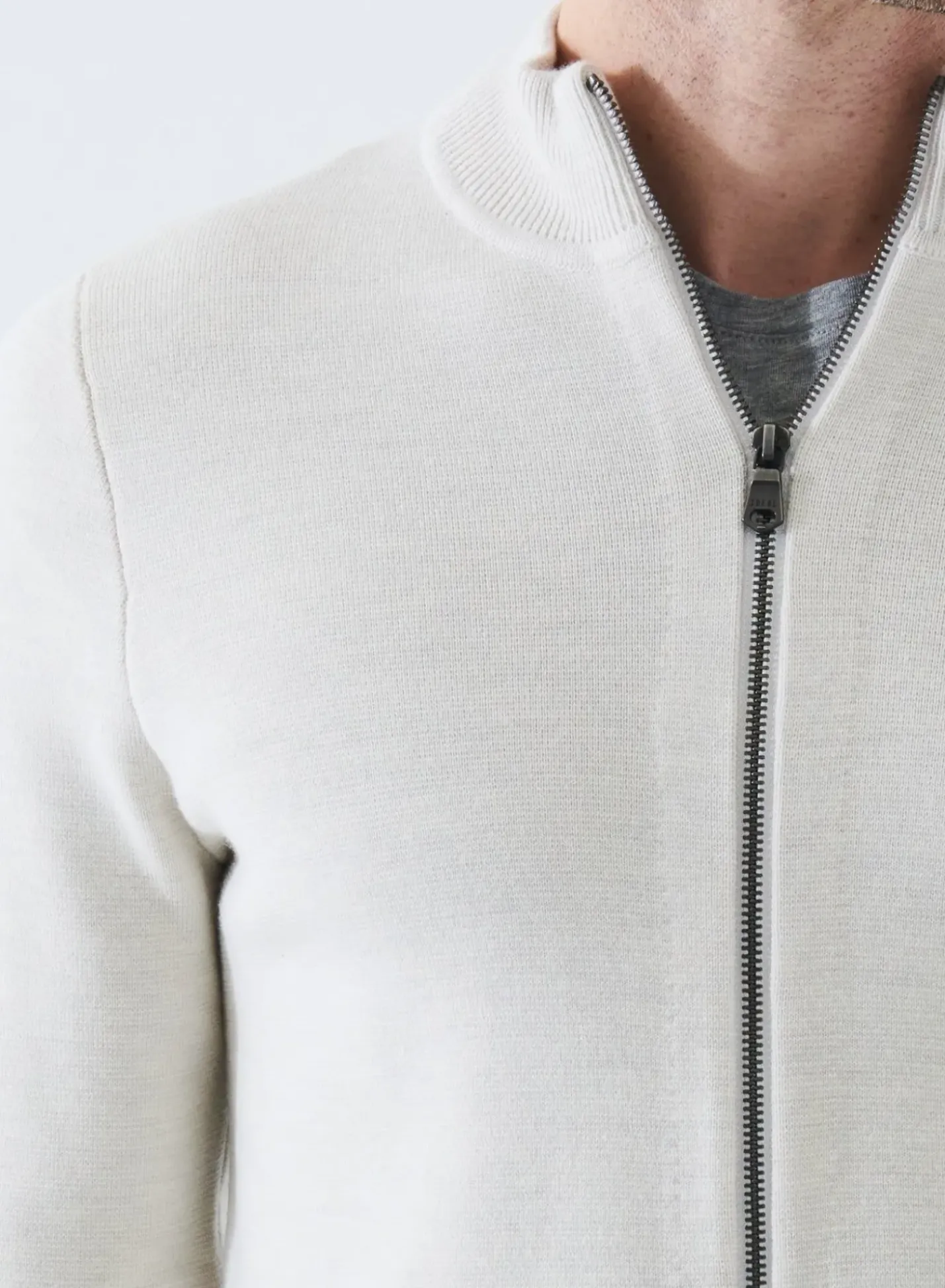 PATRICK ASSARAF Merino Half Milano Zip-Up Cardigan|Men Knitwear