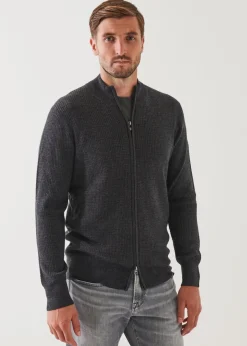 PATRICK ASSARAF Merino Waffle Full Zip Cardigan|Men Knitwear
