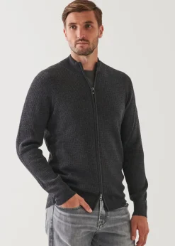PATRICK ASSARAF Merino Waffle Full Zip Cardigan|Men Knitwear