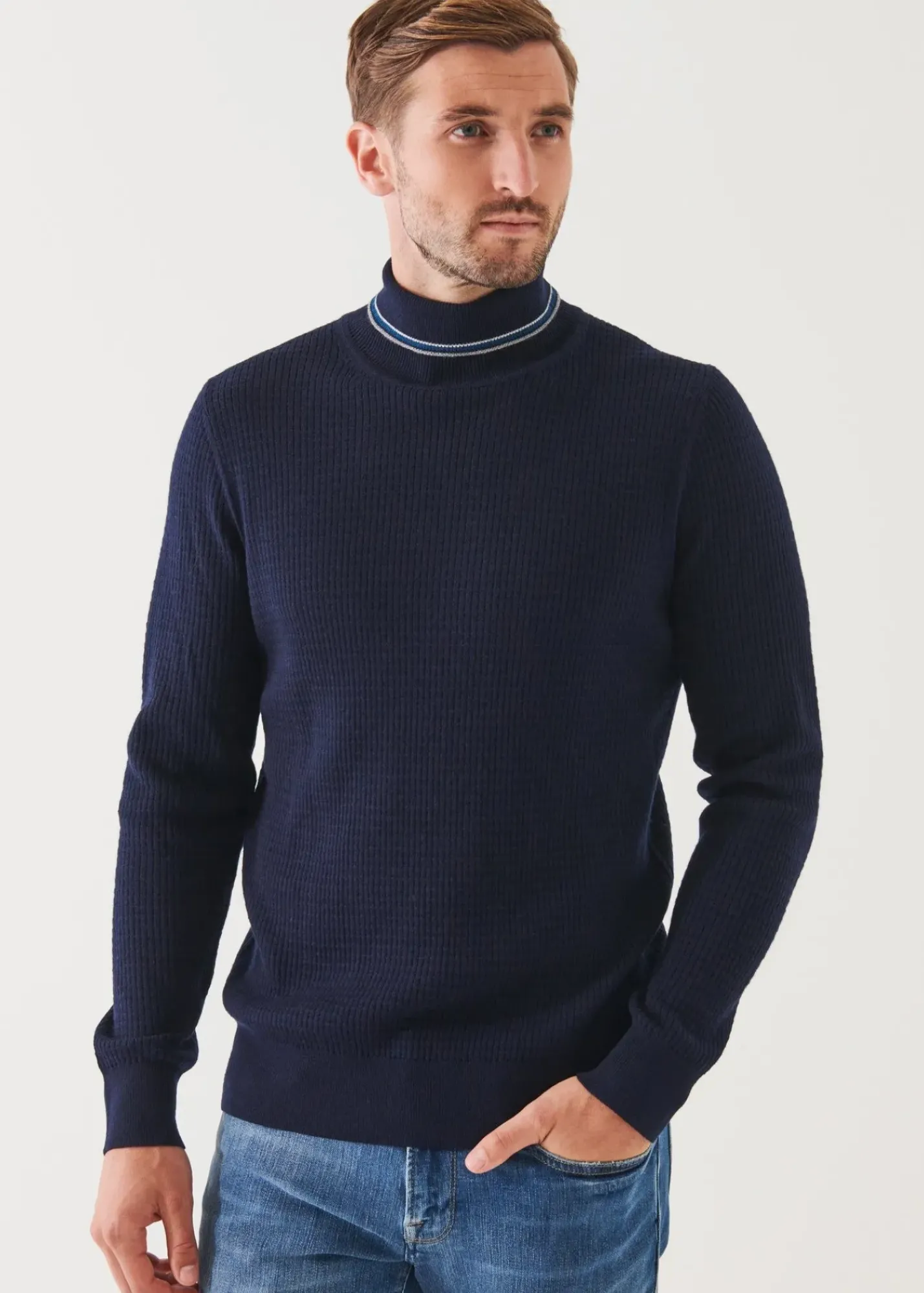 PATRICK ASSARAF Merino Waffle Knit Turtleneck|Men Knitwear