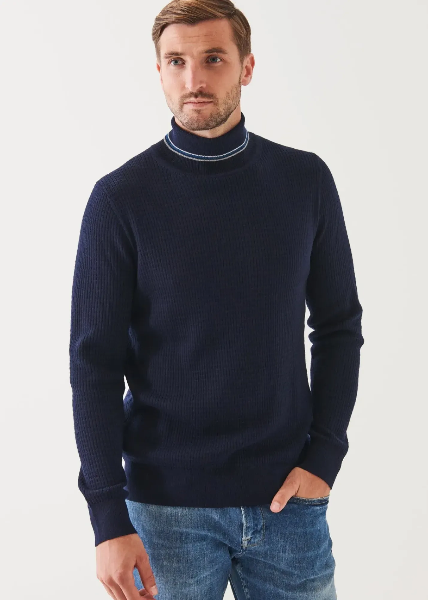 PATRICK ASSARAF Merino Waffle Knit Turtleneck|Men Knitwear