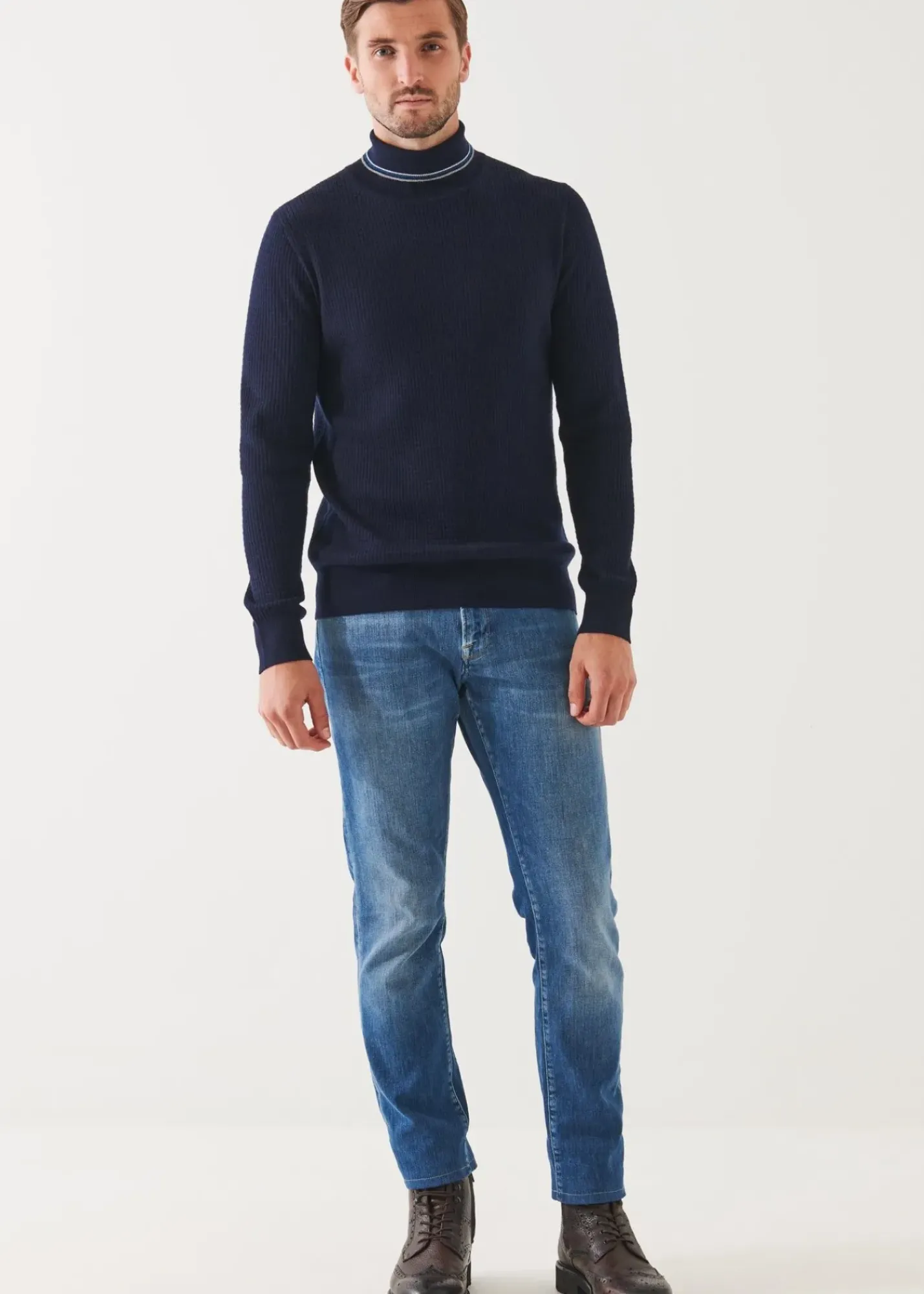PATRICK ASSARAF Merino Waffle Knit Turtleneck|Men Knitwear