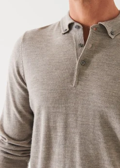 PATRICK ASSARAF Merino Wool Button Down Polo|Men Knitwear