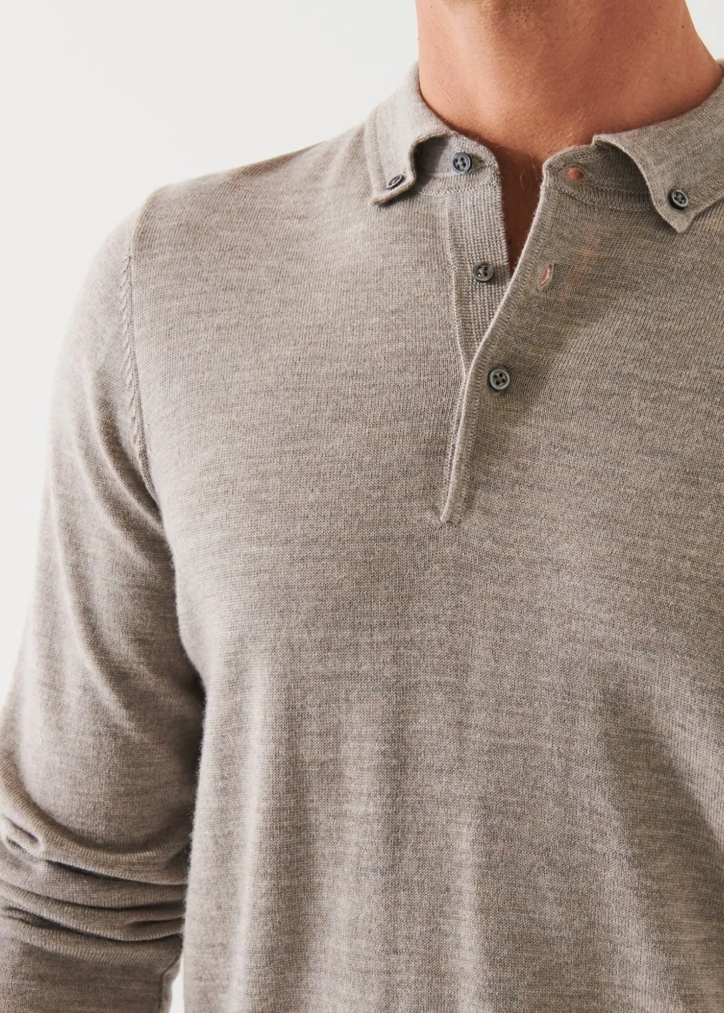 PATRICK ASSARAF Merino Wool Button Down Polo|Men Knitwear