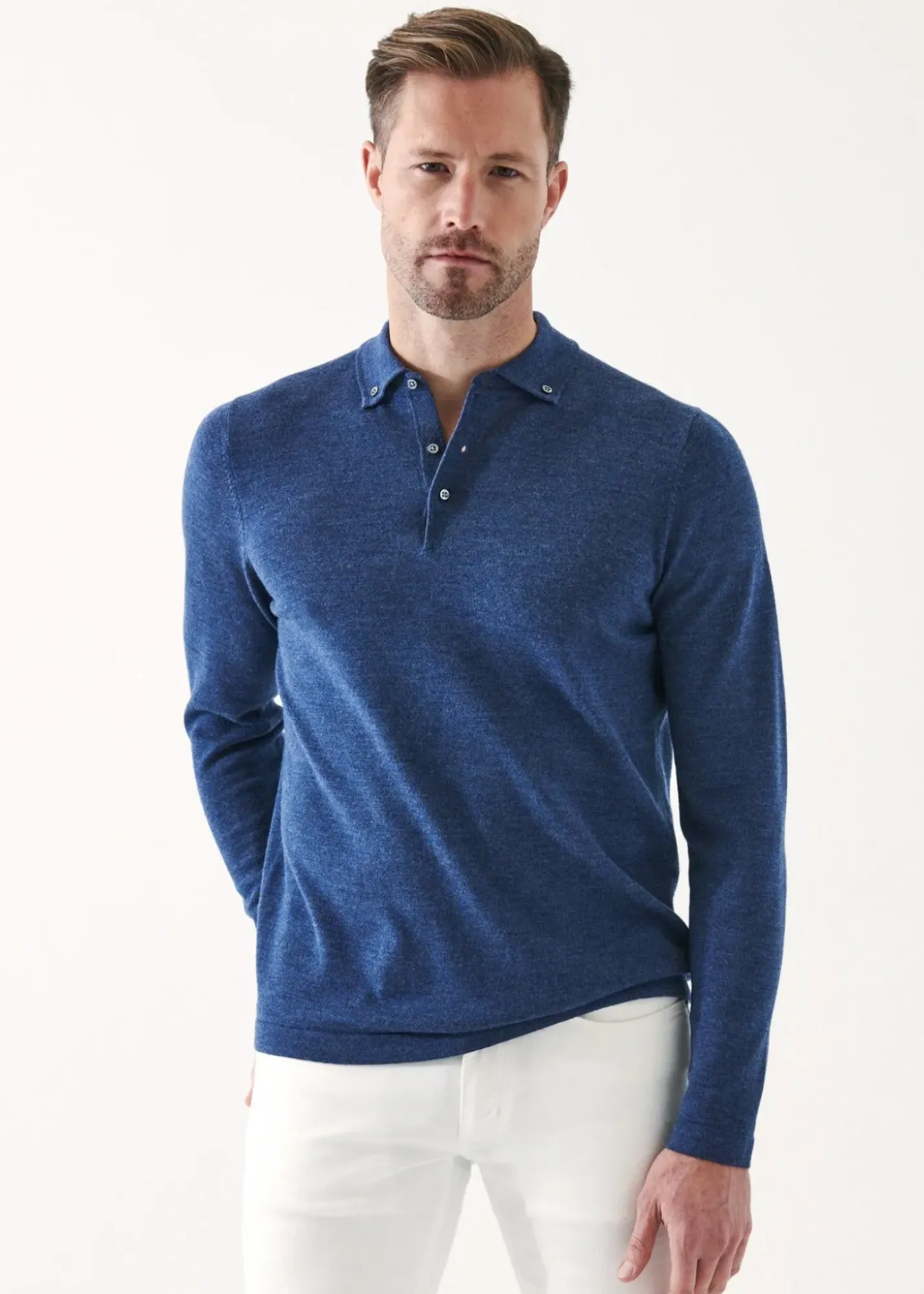PATRICK ASSARAF Merino Wool Button Down Polo|Men Knitwear