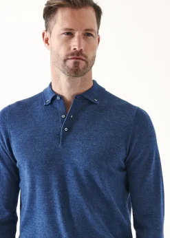 PATRICK ASSARAF Merino Wool Button Down Polo|Men Knitwear
