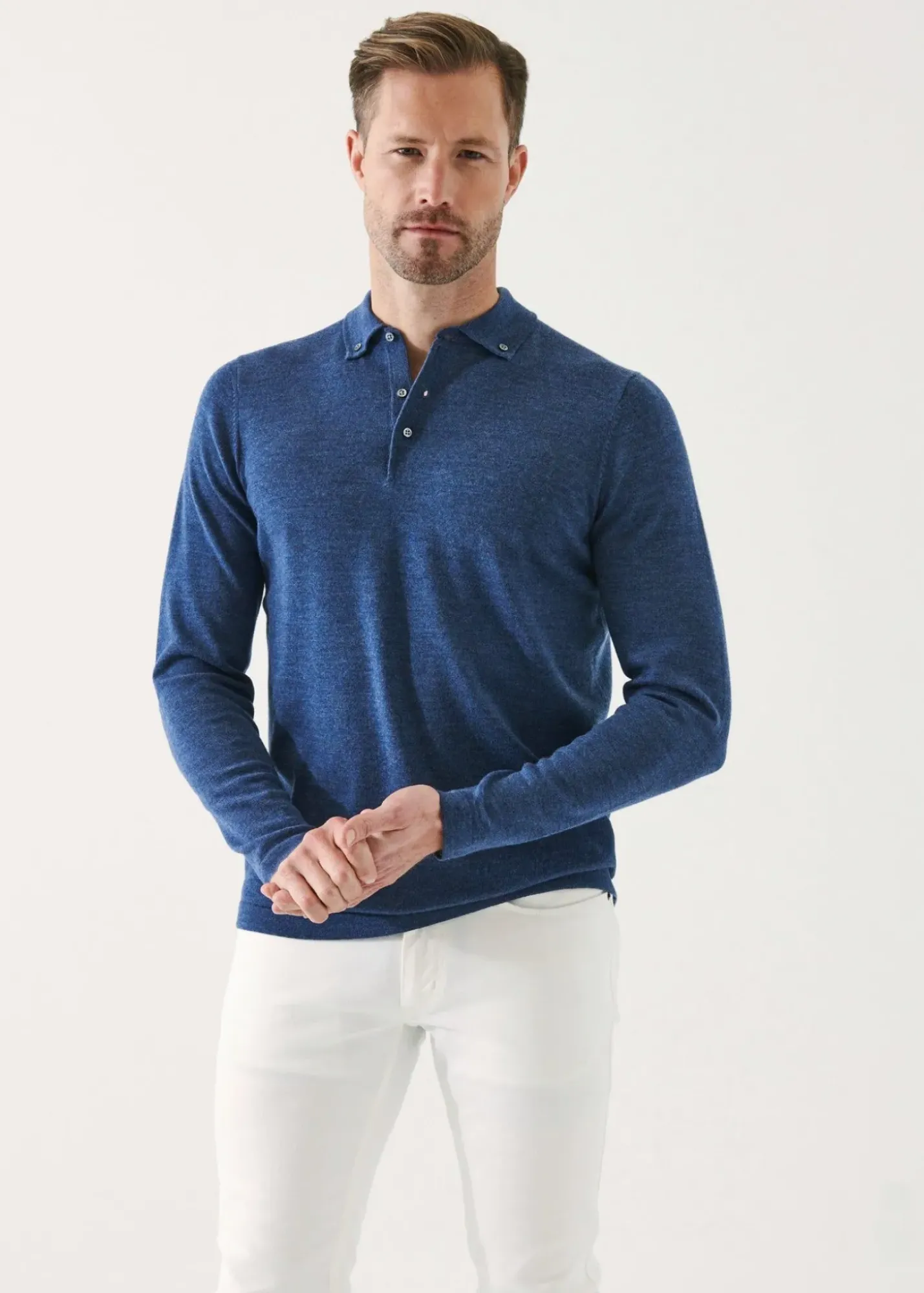 PATRICK ASSARAF Merino Wool Button Down Polo|Men Knitwear